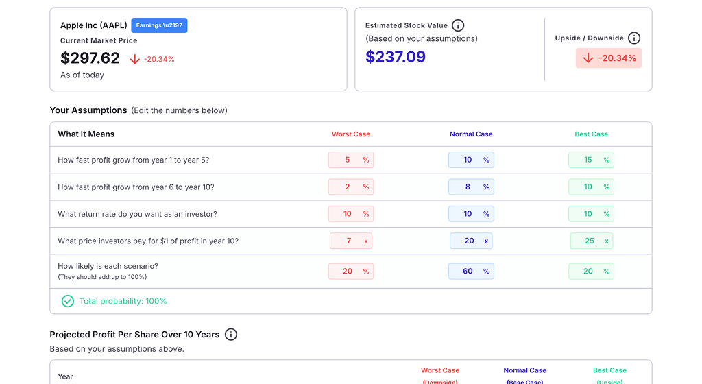 Stock Valuation Tool desktop preview