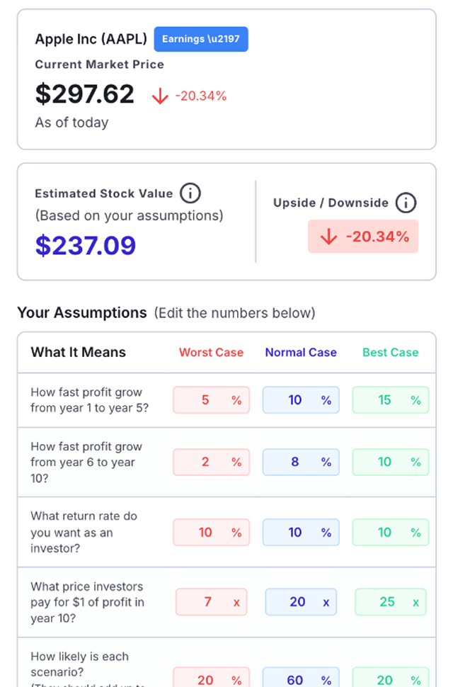 Stock Valuation Tool mobile preview